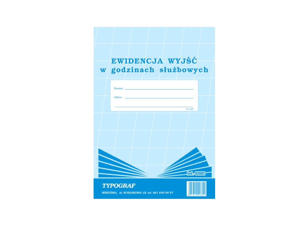 ewidencja wyjść w godzinach służbowych A4